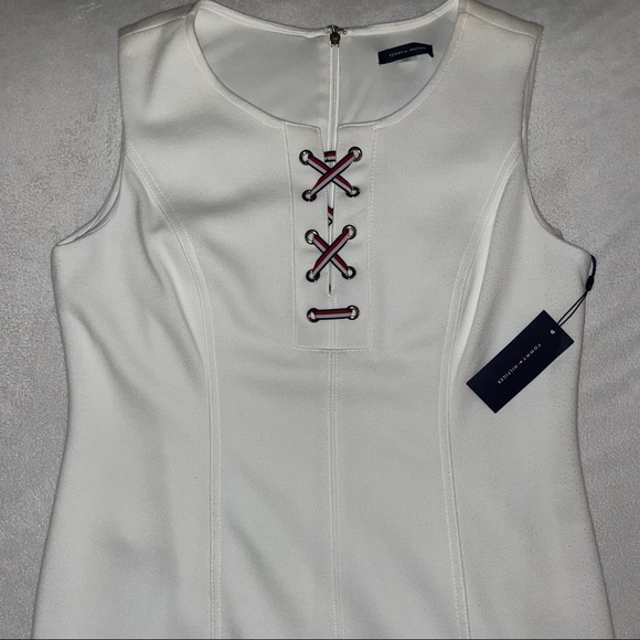 🎉HP🎉New! Tommy Hilfiger Pique Knit Lace Up Sheath Dress Ivy Womens Size 12🤍 - Picture 11 of 16